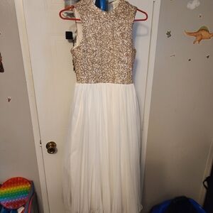 Speechless Kids Dress with Sequin Bodice and White Skirt